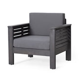 Outdoor Acacia Wood Club Chairs with Cushions, Dark Gray, 27.75"D x 32"W x 27.75"H 70692.00DGRY