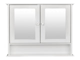 Double Door Mirror Indoor Bathroom Wall Mounted Cabinet Shelf White 74700543