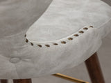 Nevis Mid-century Modern Faux Leather Tufted Nailhead Trim Barstool Set of 2, Off-White T2574P165103