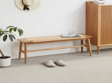 (1.2M) Woven Design Natural Oak Wood Dining Bench Bed Bench for Dining Room, Bedroom, Bathroom W1283P297662