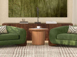 Kenzie 19.5" Fluted Pillar Round Accent Side Table, Light Natural Brown Rubberwood B2719P280165