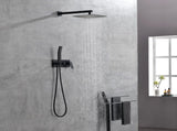 Brass Matte Black Shower Faucet Set Shower System 10 Inch Rainfall Shower Head with Handheld Sprayer 57003822