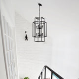 8-Light Metal Lantern Tiered Pendant Hanging Light Fixtures, Industrial Farmhouse Adjustable Height W1592P247044