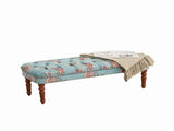 European Style Tufted Floral Bench with Turned Wood Legs,American Upholstered Ottoman for Bedroom & W3373P453377