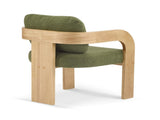 2-Pack Dining Chairs with Pillow Back, Green Boucle Fabric, Natural Color Solid Wood Frame N779P298399D