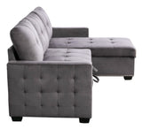 77 Inch Reversible Sectional Storage Sleeper Sofa Bed L-Shape 2 Seat Sectional Chaise With Storage W120343143