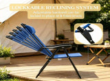 Blue 4-Pack Folding Camping Chairs Patio Chairs with Removable Headrest for Garden Picnic Outdoor 49334353