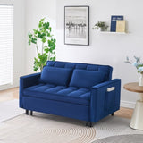 The 55-inch dreamlike blue velvet sofa is elegant and convenient with pockets, cleverly interpreting W1658P246639