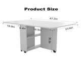 Folding Drop Leaf Dining Table with 6 Wheels and 2-Layer Storage Shelf, Space Saving Table for Small 99613030