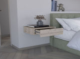 Floating Nightstand 5"H, Modern Wall-Mounted Bedside Shelf with Drawer, Light Gray B097P167434