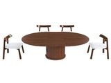 59" Extendable Oval Dining Table Set with 4 Walnut Chairs, 47-59" Rail-Free Expandable Table & 50928517
