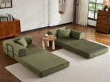 Convertible Sleeper Sofa Bed with Cylindrical Pillow, Corduroy Folding Mattress Couch with W3434P378558