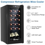 ZNTS American Standard JC-53 AC 115V /60Hz 18Bottle/1.8Cu.Ft/52L/ Compressor Wine Cabinet Black 07940090