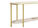 Console Table 2 Tier Entryway Table with Storage Shelves Faux Marble 82101132