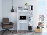 ZNTS White 6-Shelf Writing Desk with Built-in Bookcase B06280293