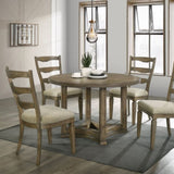 Beige and Weathered Oak Side Chair with Ladder Back B062P209273
