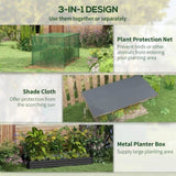 Gray Raised Garden Bed with Crop Cage and Shade Cloth 90.5" W x 43.25" D x 43.25" H 77136528