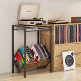 ZNTS Electric stand with vinyl storage rack, 3-layer coffee table vinyl record display 28473775