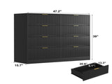 Modern 8 Drawers Dresser Chests for Bedroom,47.2" Wide Wood Chest of Drawers with Gold Metal W409P307537