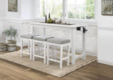 4pc Counter Height Dining Set White Finish Counter Height Table w Drawer Built-in USB Ports Power B011P151857