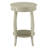 Antique White Round Side Table with Bottom Shelf B062P181365