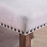 Contemporary Ivory Fabric 2pcs Side Chairs Bold Sturdy Design Rustic Oak Solidwood Tufted Back B011P200228