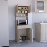 Della 60 Kitchen Pantry with Countertop, Closed & Open Storage -Light Gray B07091841