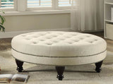 Oatmeal Cocktail Ottoman with Nailhead Trim B062P153810