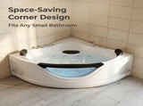 59" Corner Whirlpool Bathtub for 2-Person, Luxury Jetted Spa Tub with 6 Hydro Massage Jets, W3605P419568