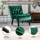 COOLMORE Modern Velvet Armless Accent Living Room Chair / Leisure Chair,Upholstered Fabric Button W39550124