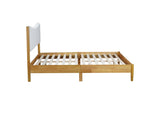 Queen Size, Solid Rubber Wooden Bed with Boucle Upholstered Headboard, Enhanced by Support W504P368764
