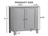 Grey painted MDF bathroom tall cabinet, double-door, vertical ribbed design, 23.6*11.8*31.5in 34325647