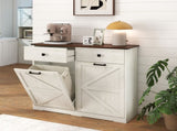 Farmhouse Double Tilt Out Trash Cabinet for 20 Gallon Trash Cans, Free Standing Recycling Cabinet 08872441