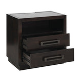 Modern Bedroom Furniture 1pc Nightstand of 2x Drawers LED Light Storage Cubby USB Ports Power B011P201586