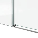 60*66"Fixed & Sliding Shower Door, Round Tube Hardware, Clear Glass Shower Door, 3/8 SGCC T3177P320597