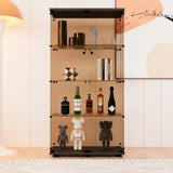 ZNTS Two-door Tawny Glass Display Cabinet 4 Shelves with Door, Floor Standing Curio Bookshelf for Living 88809623