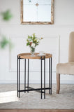 21.5" x 24" Round Side Table With Wood Top, End Table for Living Room Bedroom W2078P144748