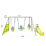 ZNTS XNS052 green and blue interesting six function swingset with net swing metal plastic safe swing set W1711105122