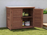 Potting Bench with Storage Cabinet and Metal Table Top for Outdoor Patio, Garden Furniture Wood 32240140