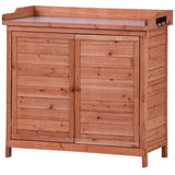 Outdoor 39" Potting Bench Table, Rustic Garden Wood Workstation Storage Cabinet Garden Shed with 79309434