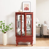 Lighted Glass Display Cabinet Glass Wine Cabinet Curio Display Cabinet with Adjustable Glass Shelves W1758P294633
