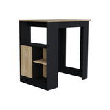 Stirling Kitchen Island with 1-Door Cabinet Push to open System and Side Shelves Black - Natural Oak B070P242483