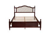 Queen Pine wooden Bed with Upholstered Headboard Panel Footboard, with Two Bed Rail Support Feet W504P181801