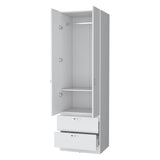 ZNTS Tall Mayer Wardrobe in Melamine with Two Doors and Two Drawers B128P203060