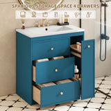 30'' Bathroom Vanity with Ceramic Sink Combo, Free Standing Single Vanity Set with Four Drawers, N710P228374C