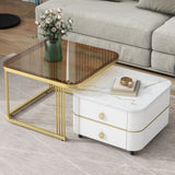 ZNTS ON-TREND 2-in-1 Square Nesting Coffee Table with Wheels & Drawers, Stackable Side Table with High WF324359AAK