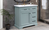36" Bathroom Vanity with Sink, Ceramic Sink, 2 Tip-out Drawers, Soft Close Door Hinges, Grey N759P223021E