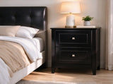 Black MDF Spray-Painted Nightstand, 48*35*60cm, 2 Drawers, with 2 US 3-Prong Outlets 46355525