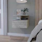 Concrete Gray 2-Tier Shelf Floating Nightstand B062P175169