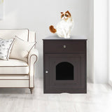 Wooden Pet House Cat Litter Box Enclosure with Drawer, Side Table, Indoor Pet Crate, Cat Home 42803098